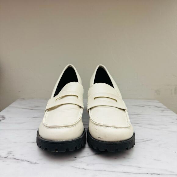 Buckle Kinder White Platform Penny Loafer Women’s Size 8 - Picture 2 of 9